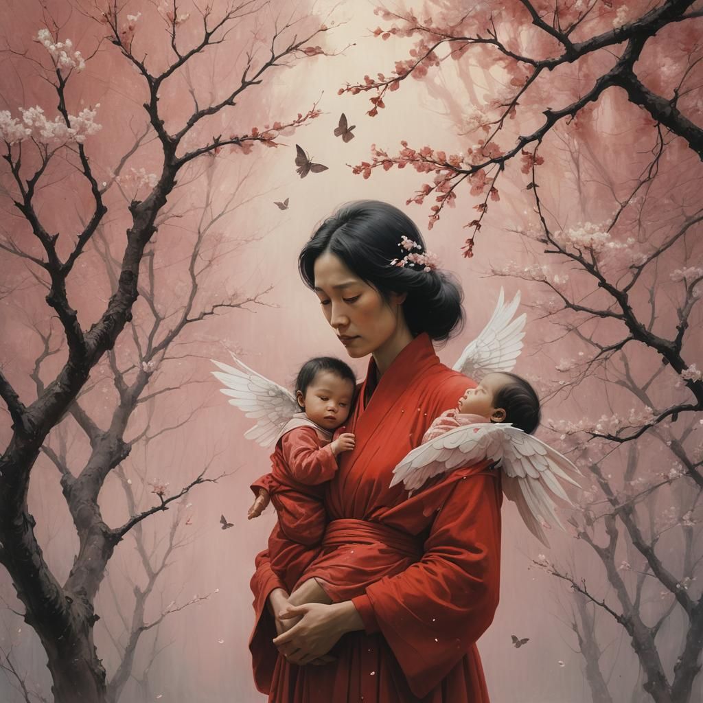 Mother and Child in Dreamlike Surrealism