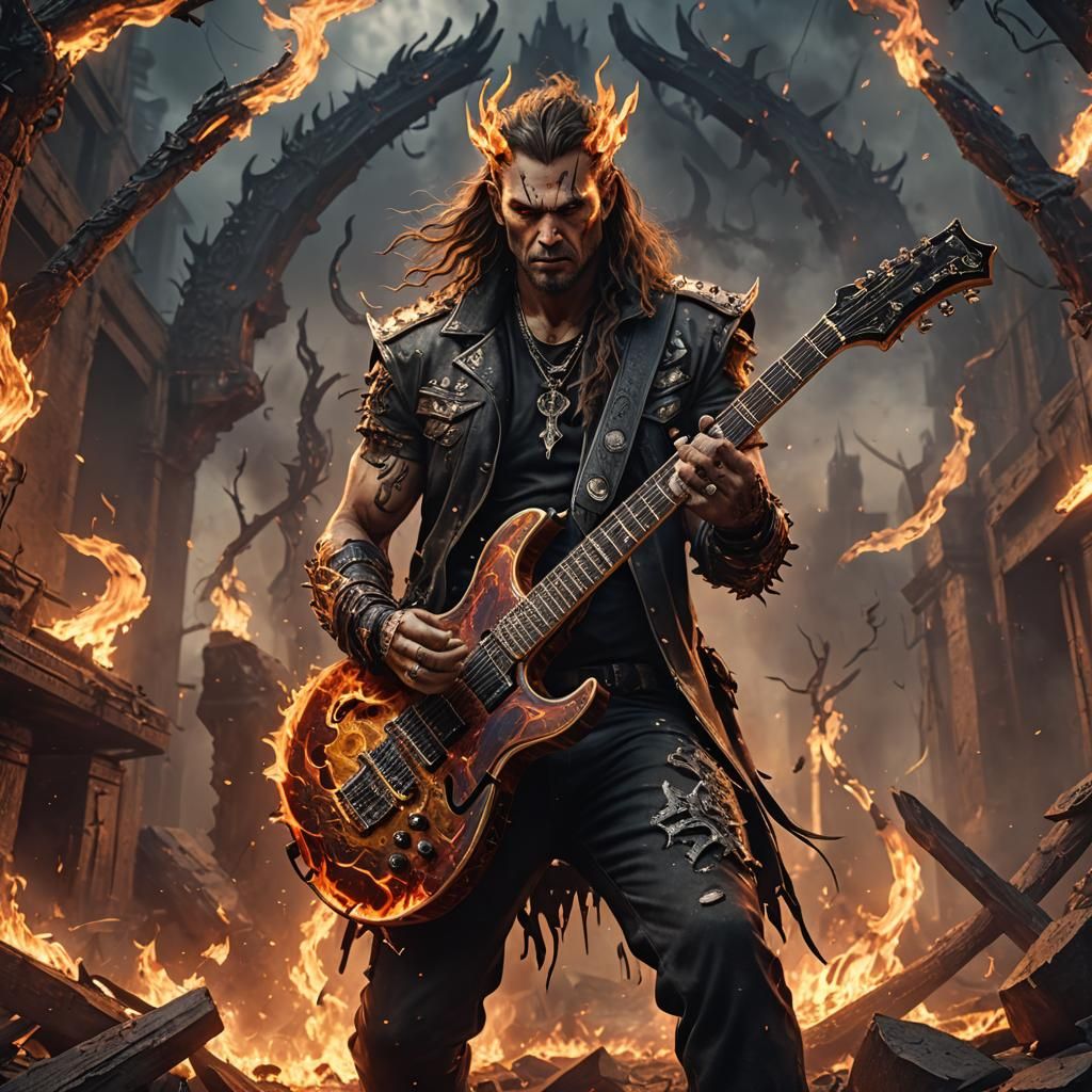 Eddie Munson Guitar Solo in a Matte Painting