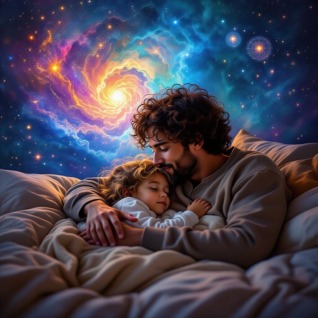 Cozy Bedtime Story with Cosmic Elements