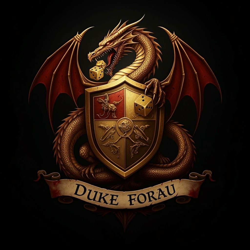 Hyperrealistic Crest of Duke Forau with Dragon and Wyrm Moti...