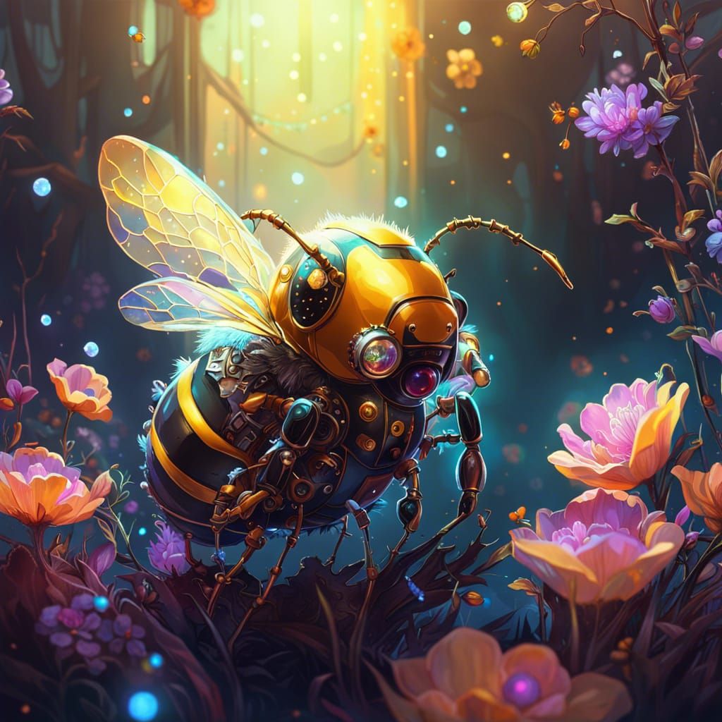 Steampunk Bee with Crystalline Details