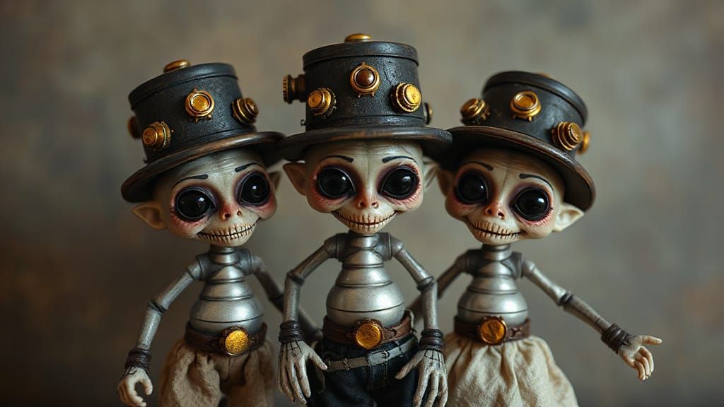 Steampunk Cryptid Dolls in Bellmer's Studio