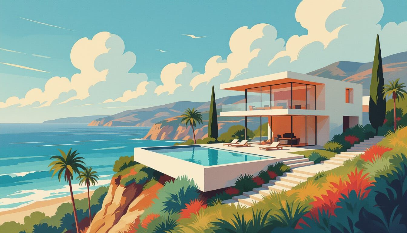 Minimalist California Dream House with Abstract Expressionis...