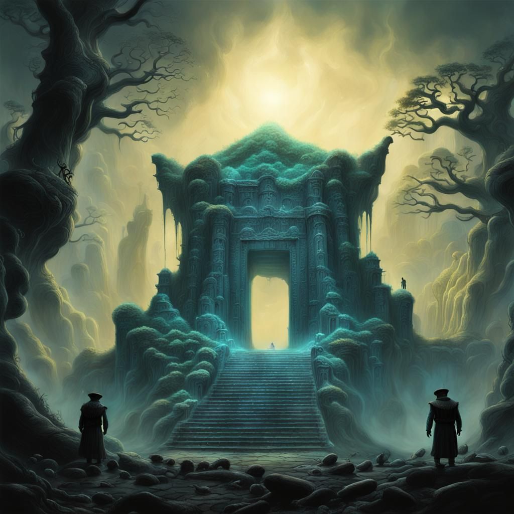 Muppets at Ancient Temple Entrance: Fantasy Concept Art