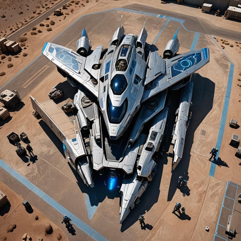 Sleek Spacecraft in Nevada Desert at Golden Hour