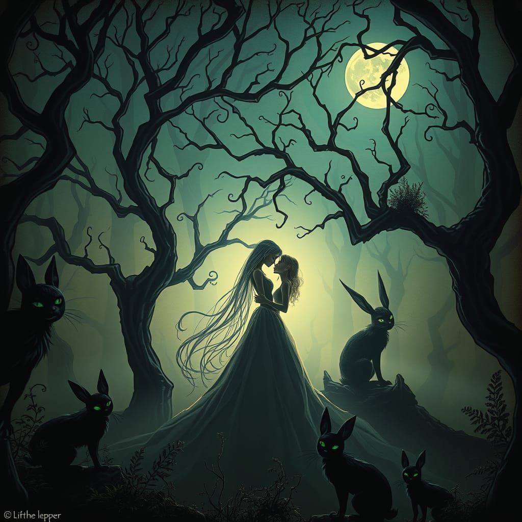 Ethereal Lovers in Gothic Forest, Dark Fairy Realm