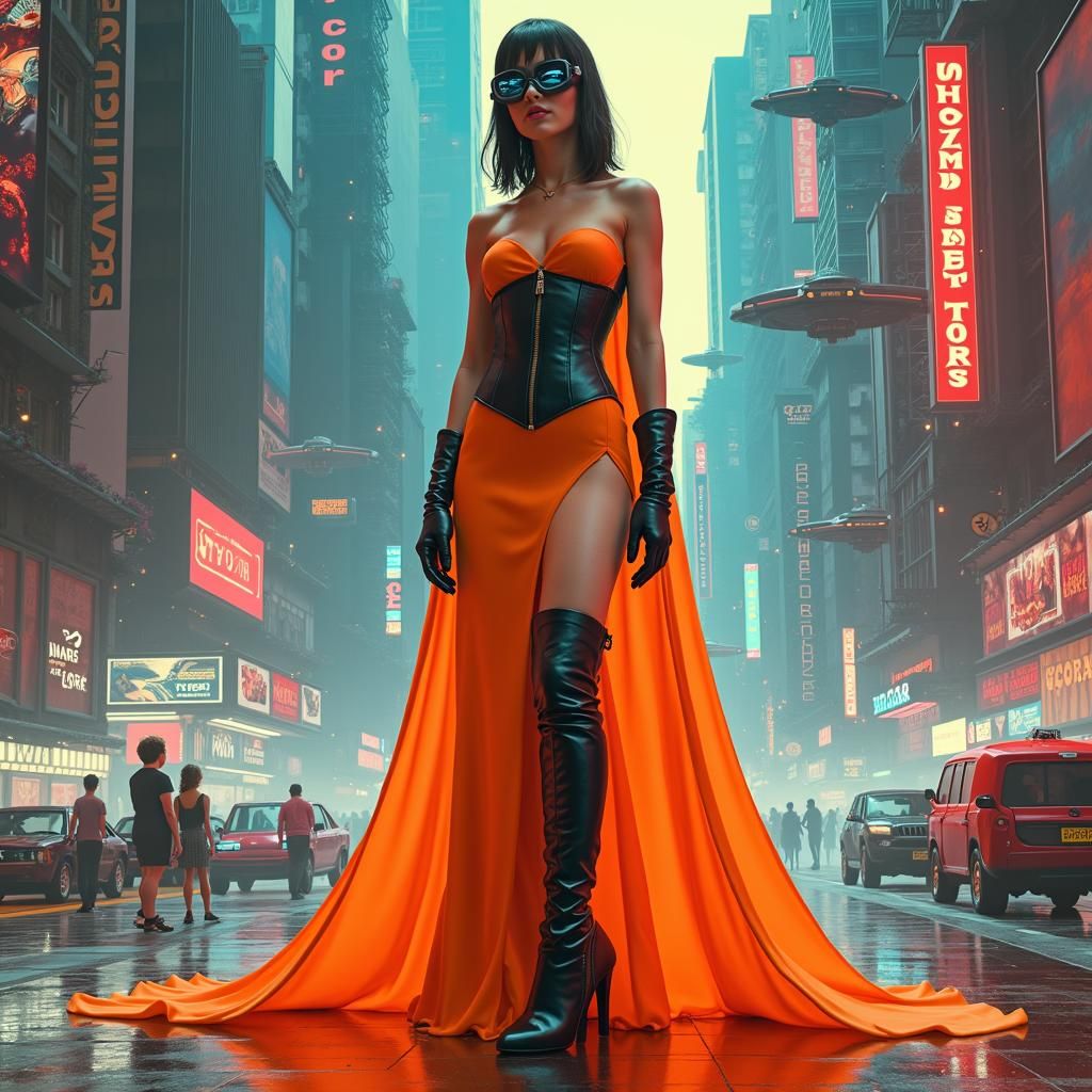 Velma in Futuristic Sci-Fi Cityscape