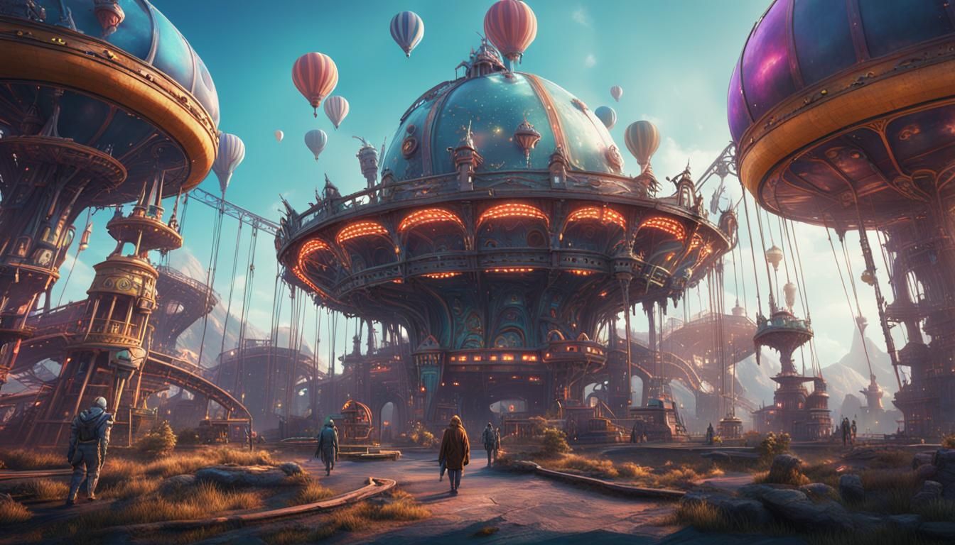 Alien Amusement Park: Detailed Fantasy Concept Art