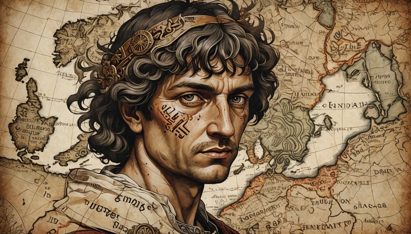 Antique Map: Roman Empire and Germanic Tribes