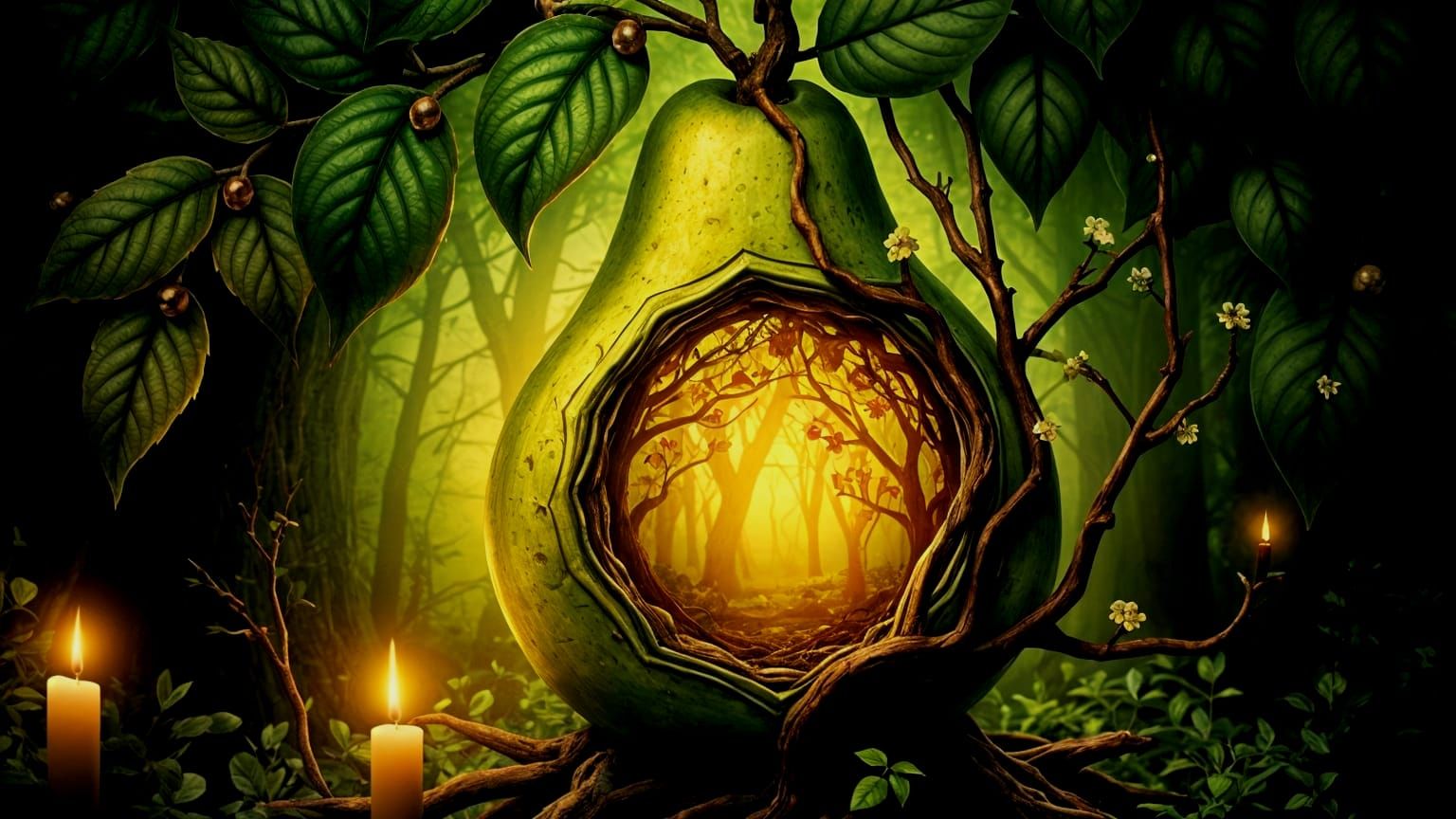 Enchanted Forest Portal Carved in Mystical Pear