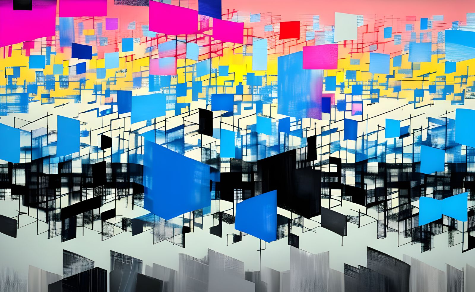 Surreal Abstract Expressionism in Vibrant Baby Blue and Pink...