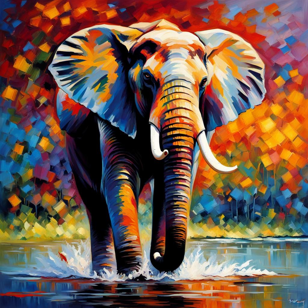 Elephant in Impressionist Style