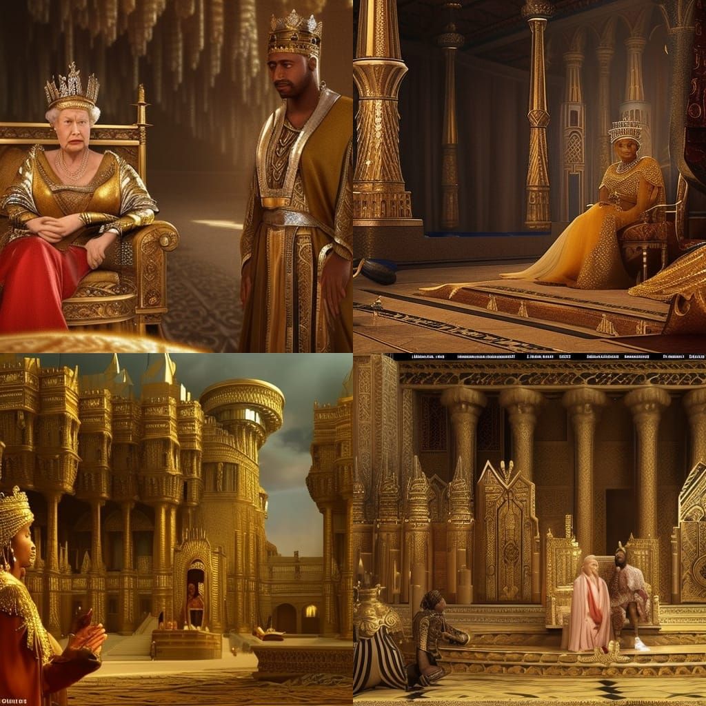 Queen of Sheba Visits King Solomon: Digital Painting