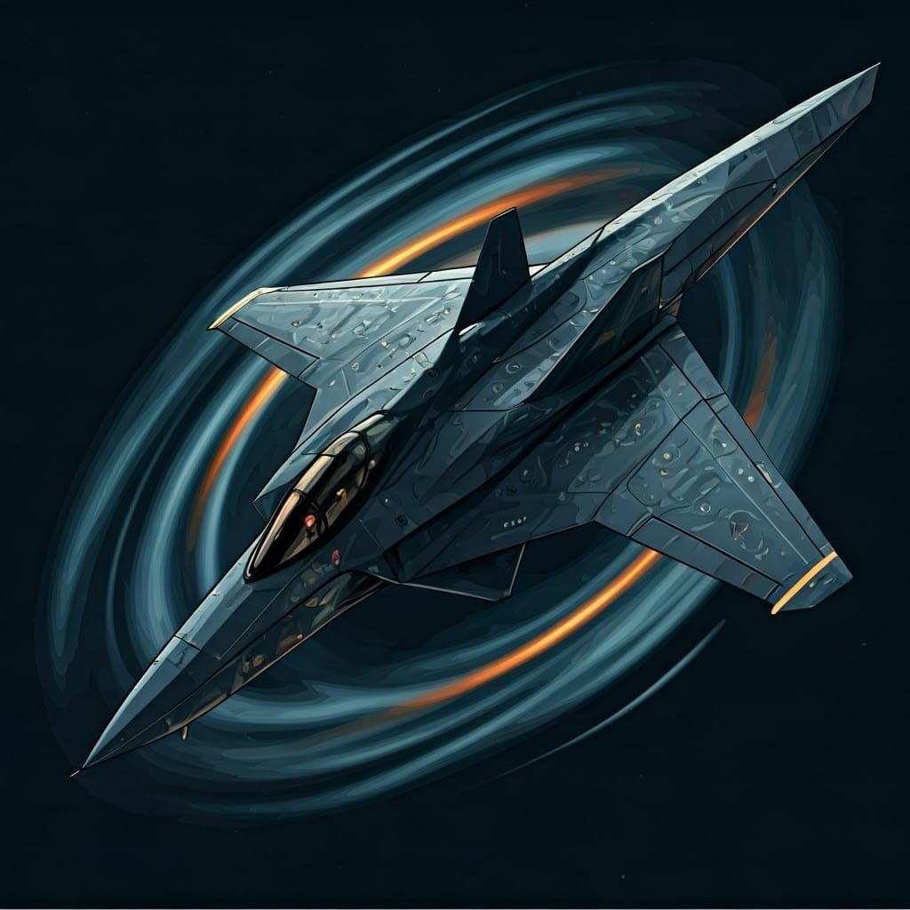 Futuristic Fighter Jet with Abstract Airflow Patterns