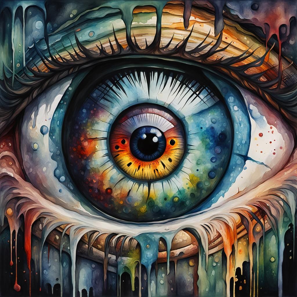 Grotesque Eyeball Head in Gothic Impressionist Style