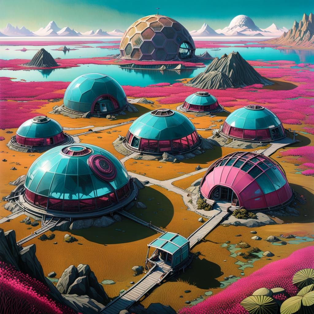 Extraterrestrial Settlement with Geodesic Domes