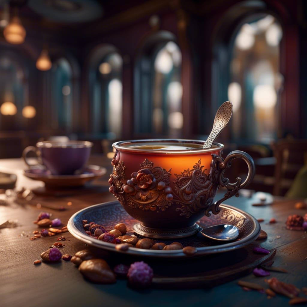 Cup of Tea in Restaurant: Matte Painting