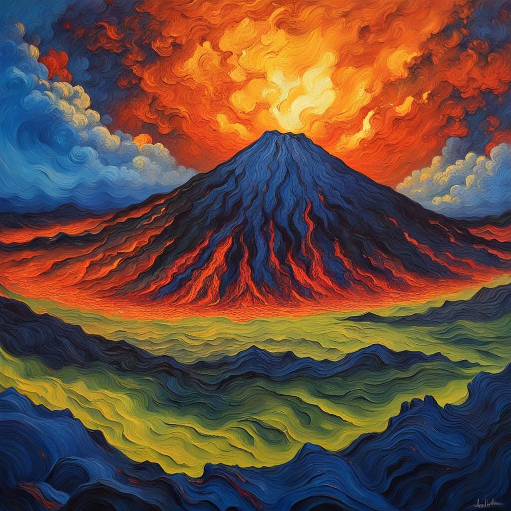 Volcano Eruption as Impressionist Dreamscape