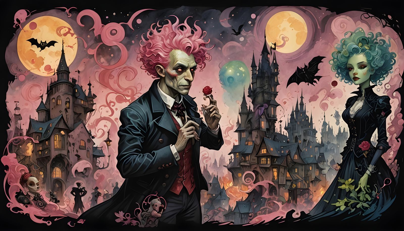 Dark Fantasy Castle in Gris Grimly Style