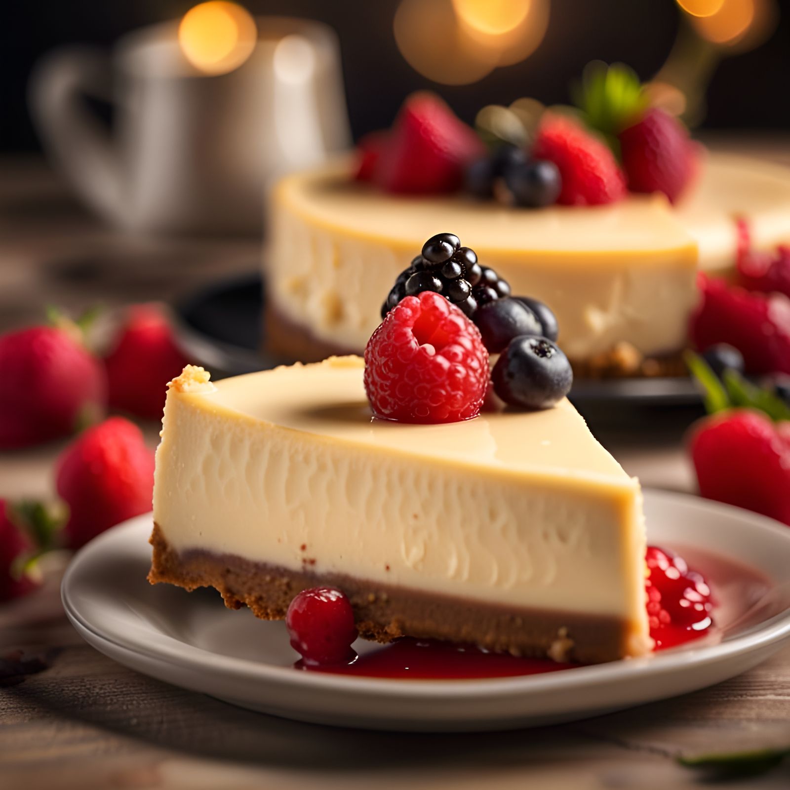 Delicious Cheesecake on Table: 8K Professional Photography