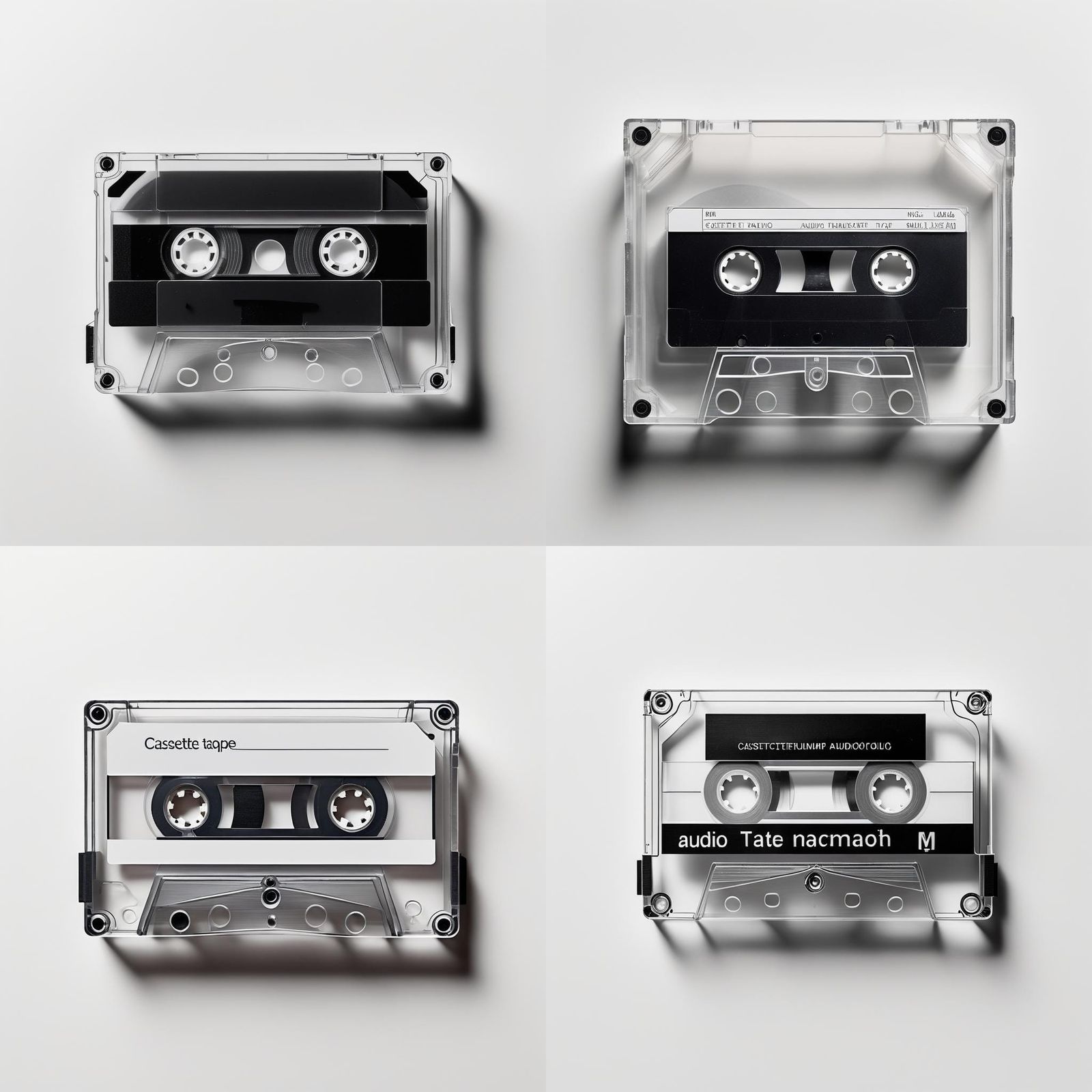 Surreal Cassette Tape in Monochromatic Watermark Minimalist....