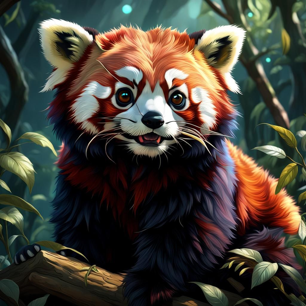 Red Panda Cuddles: Detailed Matte Painting