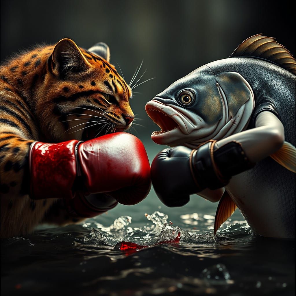 Ferocious Feline Faces Off Against Formidable Fish in Brutal...