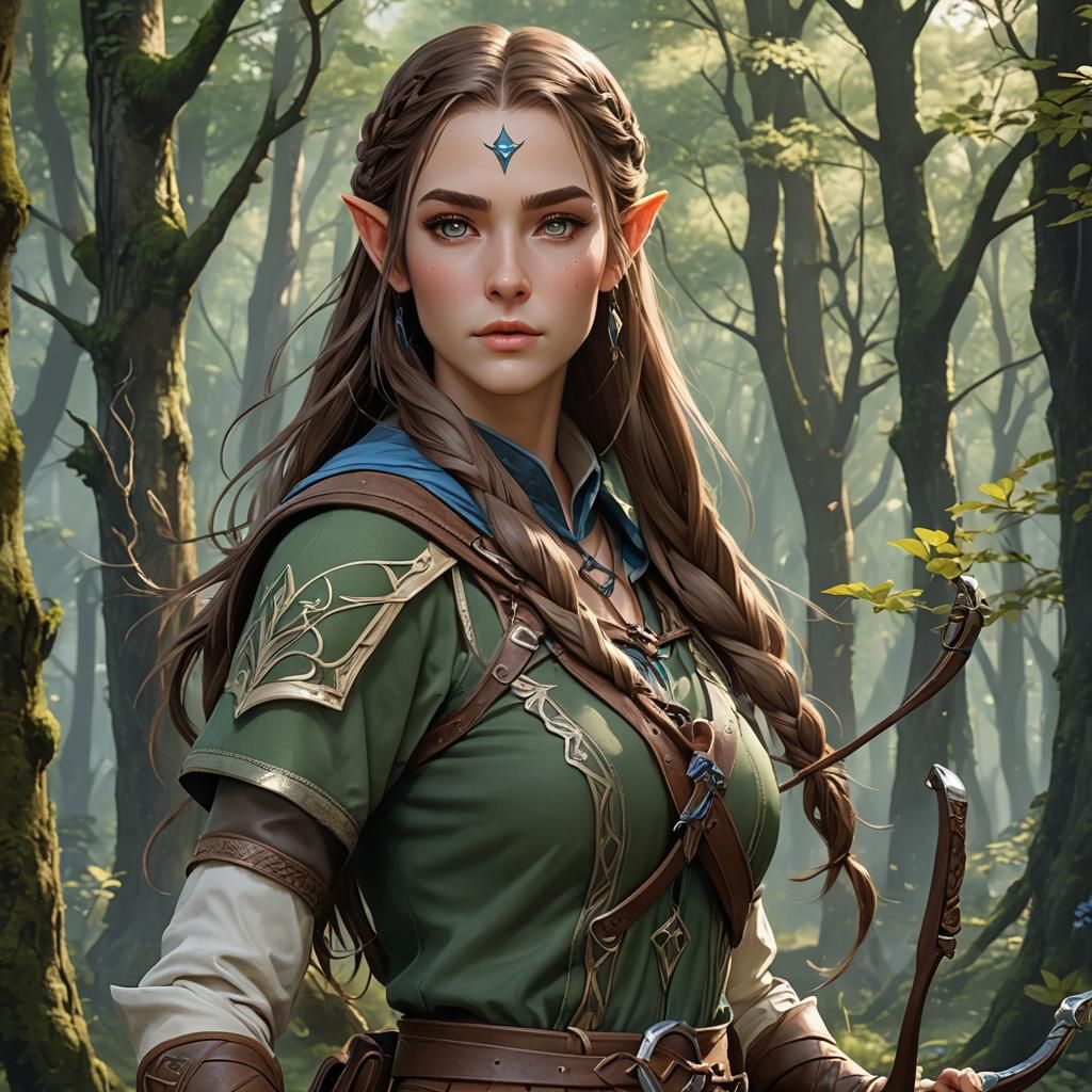 Elven Ranger with Bow in 3D Anime Style