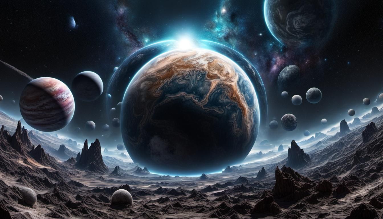 Photorealistic Cyberspace Universe of Virtual Planets