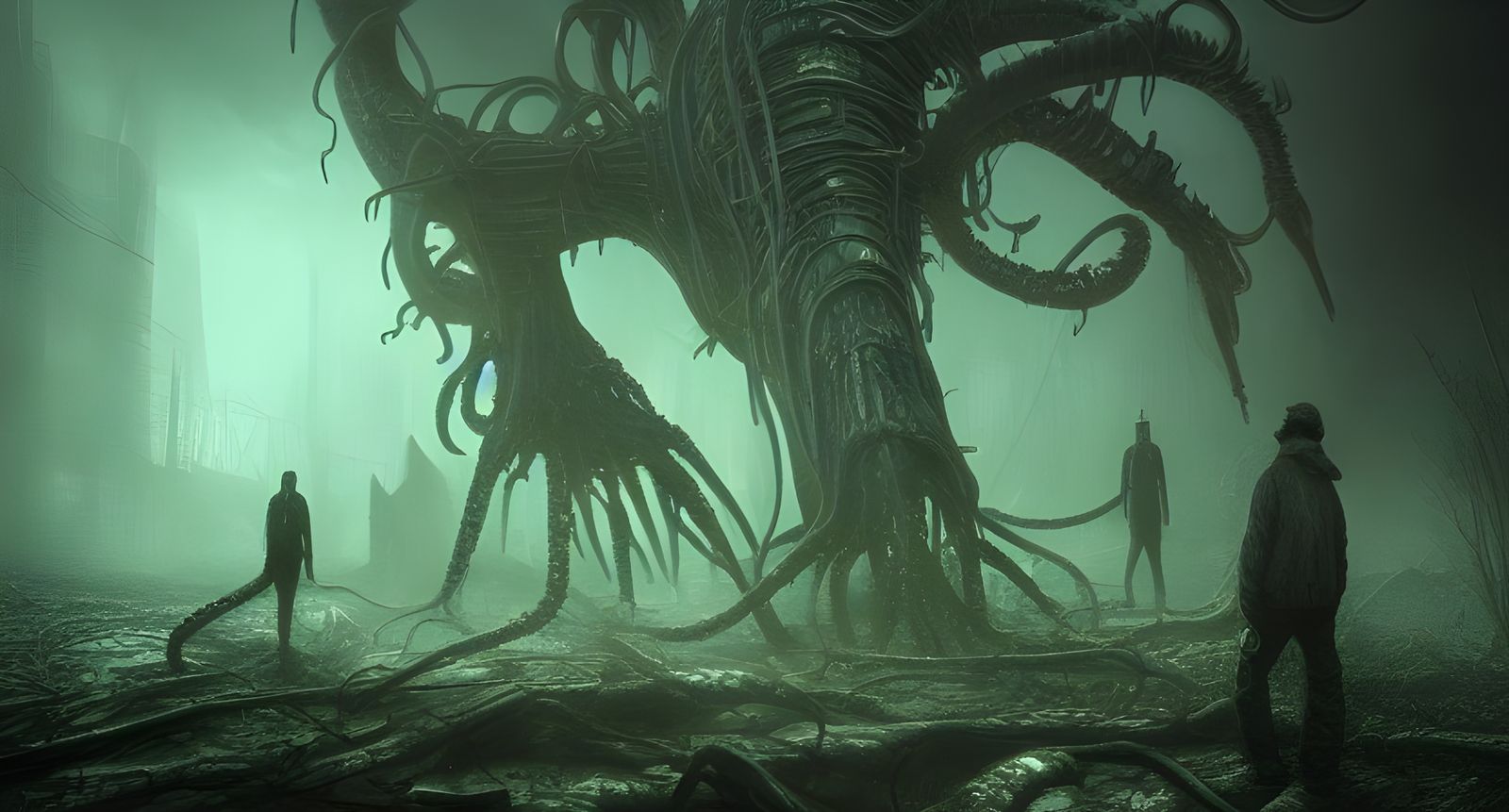 Lovecraftian Elder God in a Ruined Post-Apocalyptic World