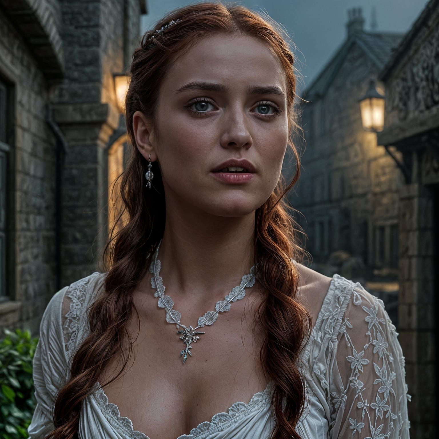 Victorian Vampire Woman in a Luxurious Nightgown