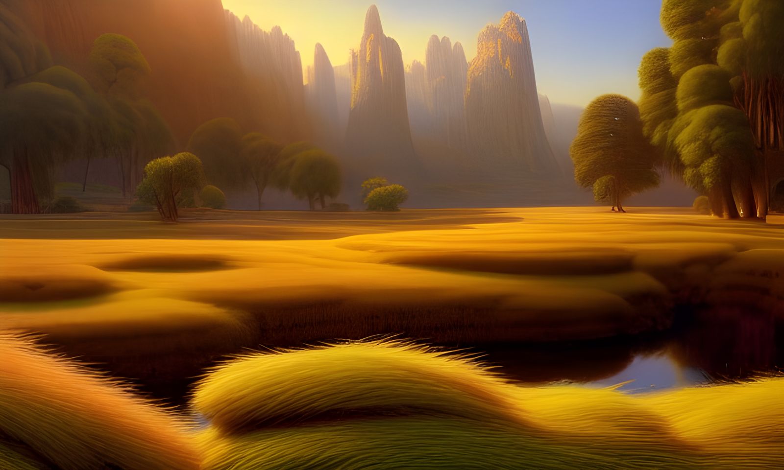 Cuddly Feathergrass Landscape in 3D