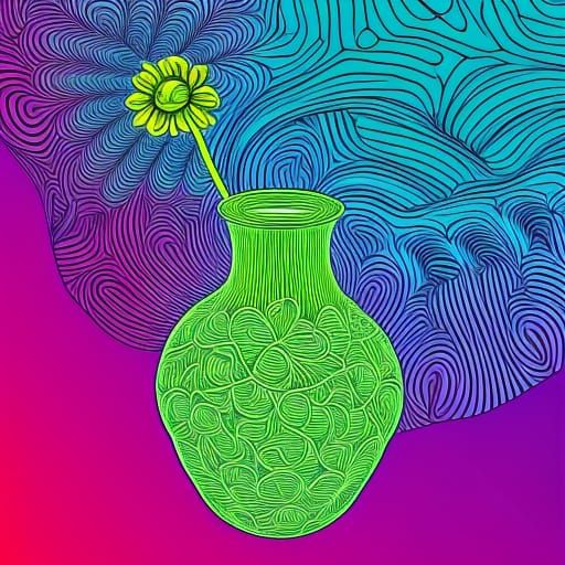 Abstract Fractal Flower in Vase with 3D Shading