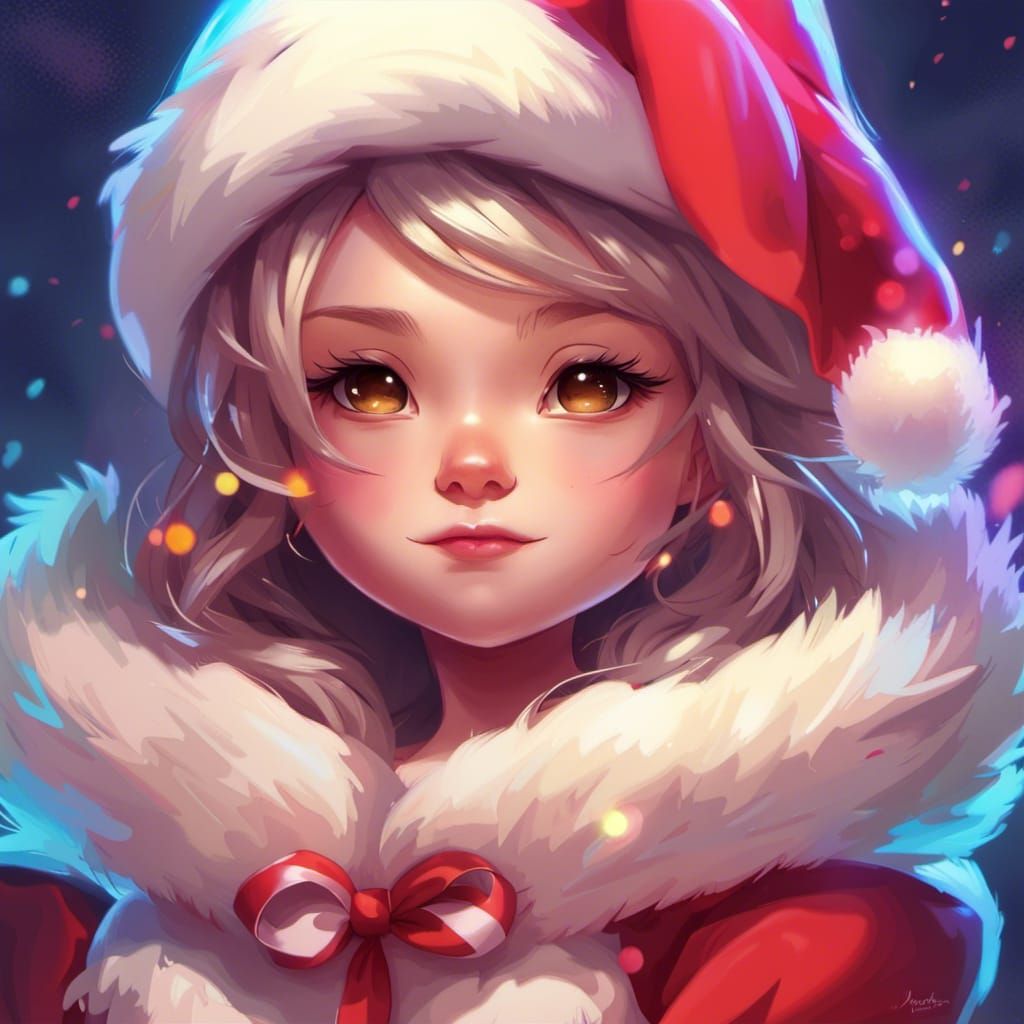 Snowy Portraits: Cute Chibi Santa Girl (SDXL 1.0)