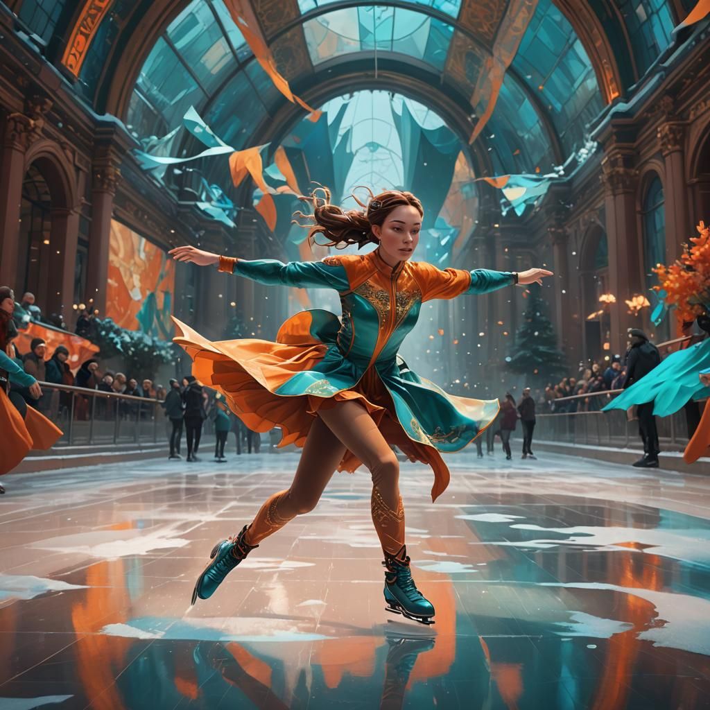 Figure Skater Concept Art in Art Nouveau Style