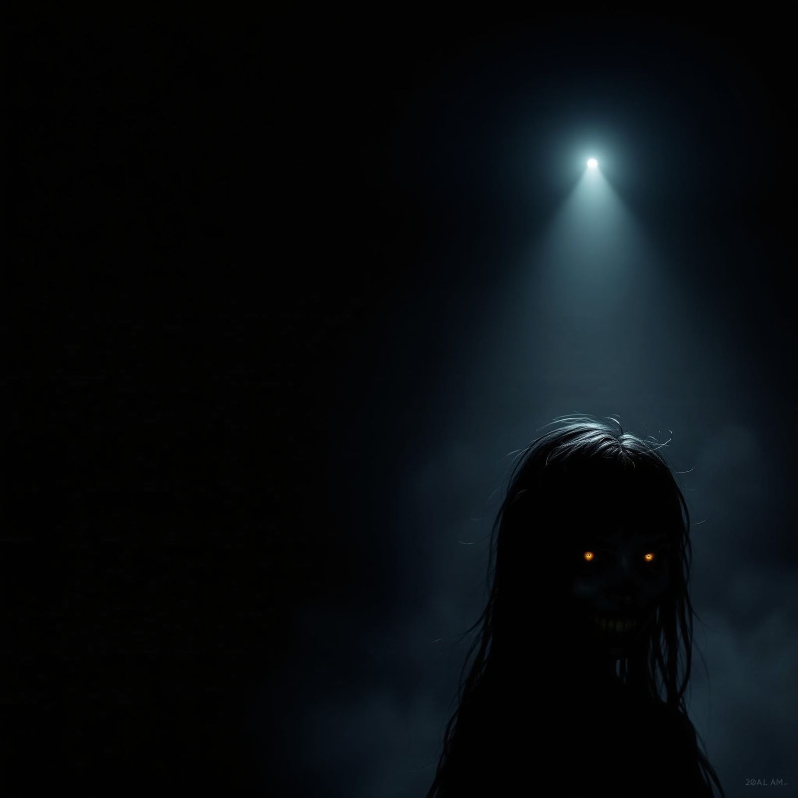 Nightmarish Shadow: A Sinister Ghostly Woman