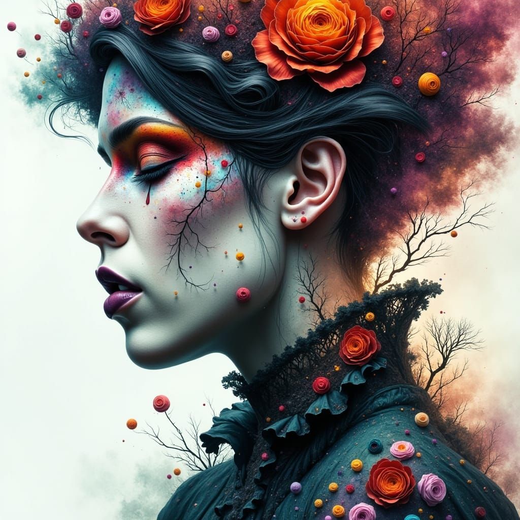 Ethereal Vampire Queen in Whimsical Watercolor Style