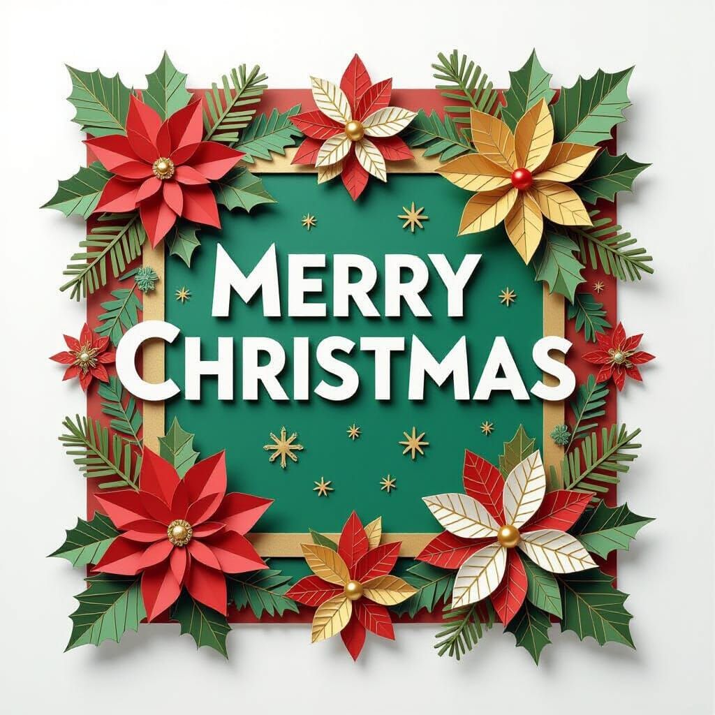 Merry Christmas Collage Art with Multicolor Palette