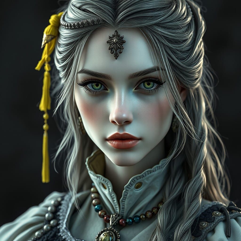 Medieval Fantasy Princess in Chartreuse Accents