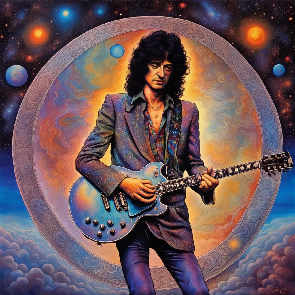 Cosmic Astral Illustration in Pablo Amaringo Style