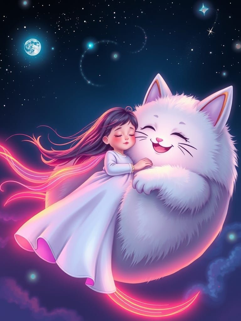 Girl Sleeping in Space, Pixar Digital Art