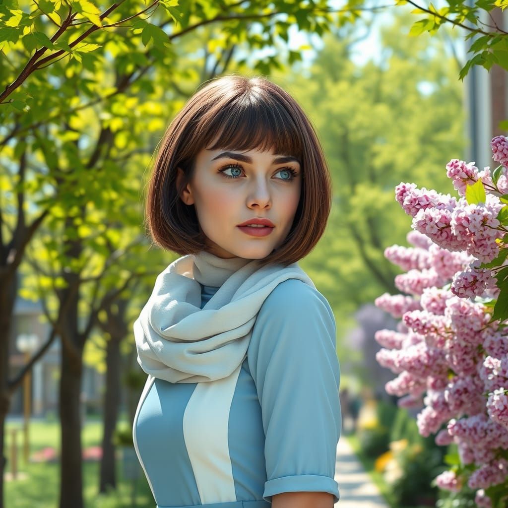 Serene Spring Beauty in Light Blue Dress