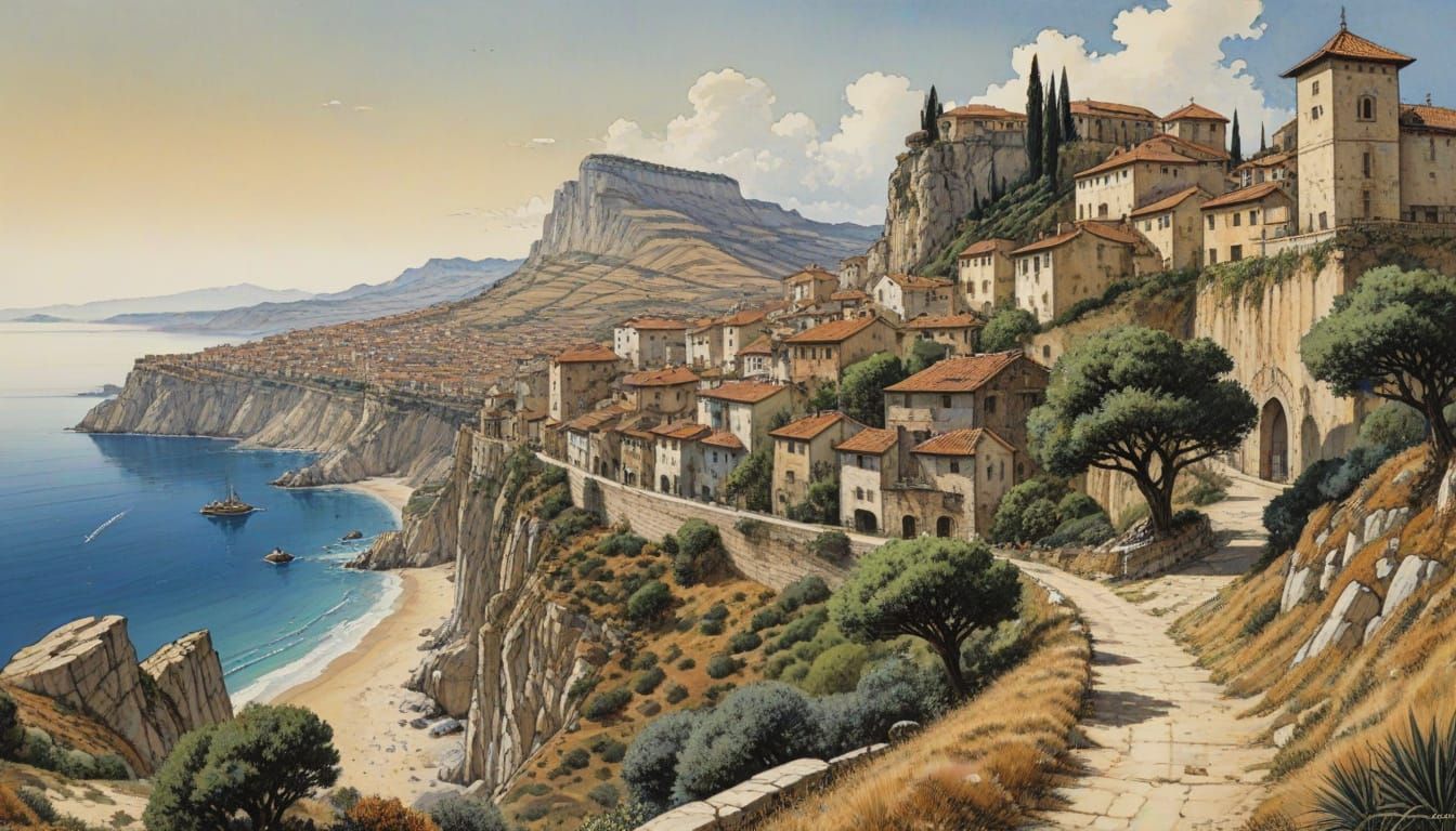 Ethereal Panorama in the Style of Milo Manara