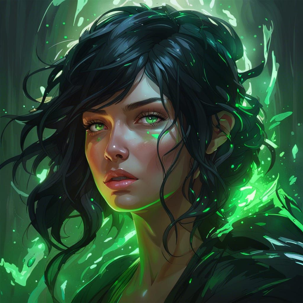 Crying Person with Glowing Eyes, Detailed Portrait