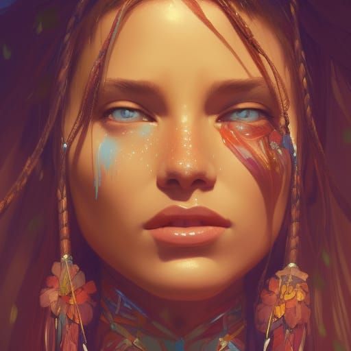 Pocahontas Portrait in Art Nouveau Style