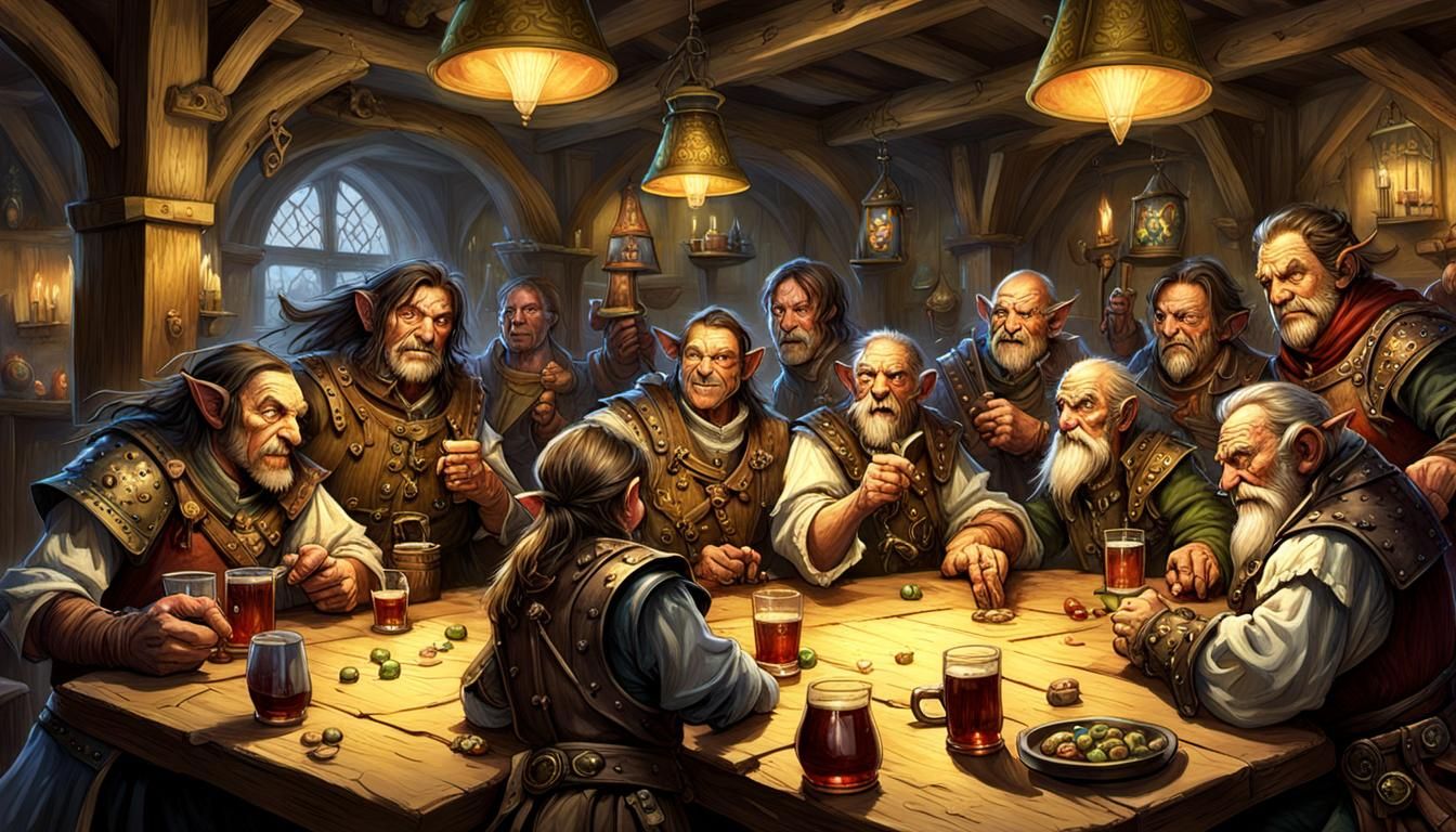 Lively Medieval Tavern Scene in 3D Art Style