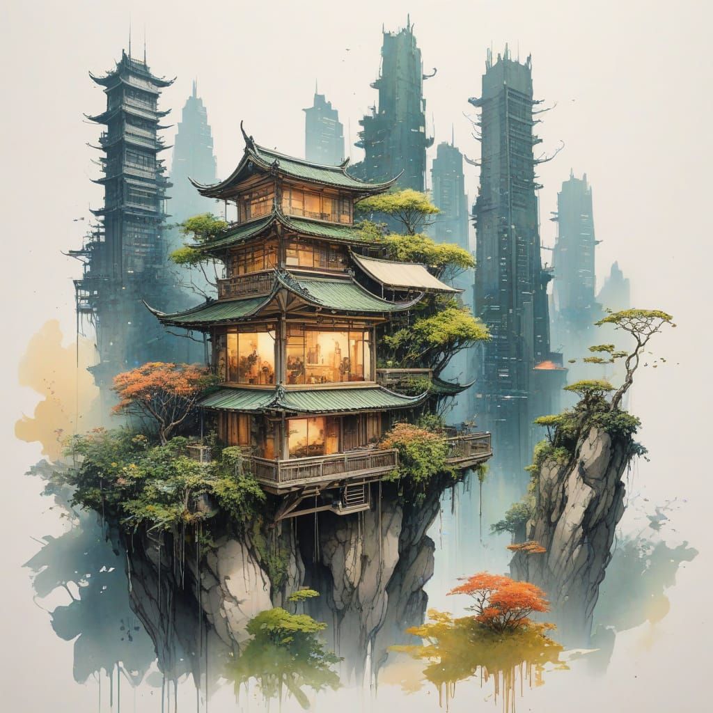 Surreal Solarpunk Metropolis Blends Nature and Tech in Harmo...