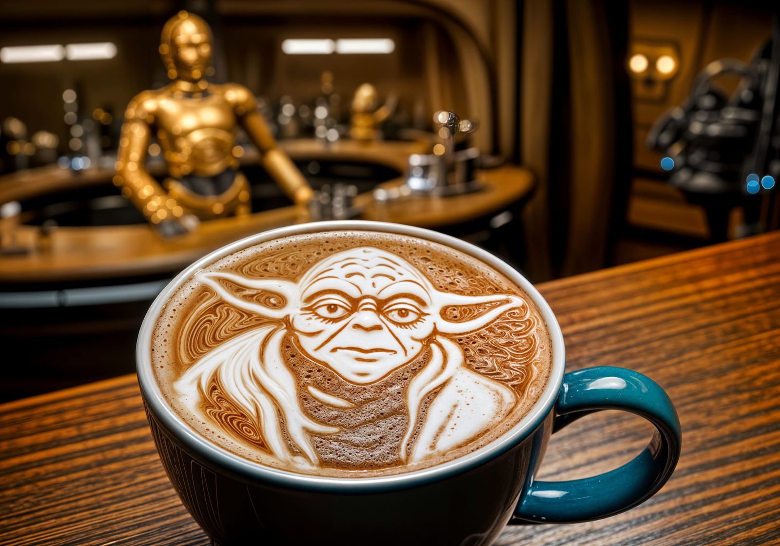 Yoda Latte Art in Star Wars Cantina