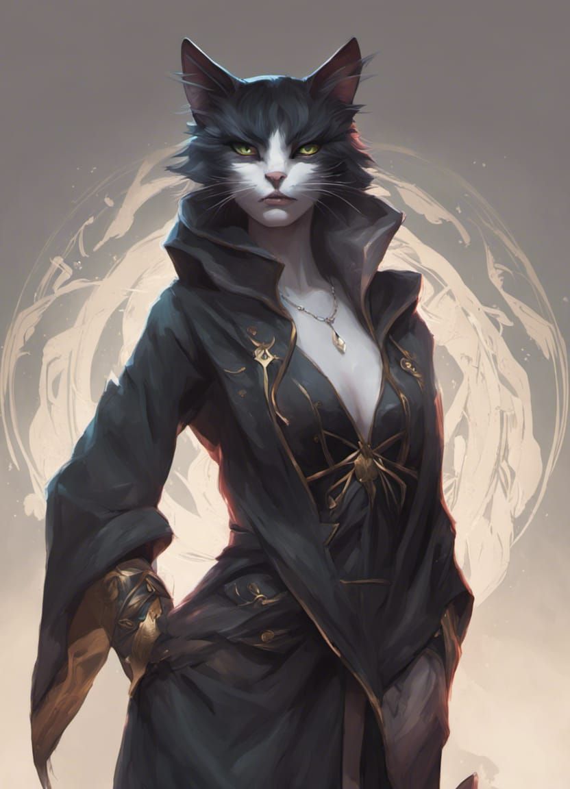 Sorcerer Cat Portrait in Hyperdetailed Style