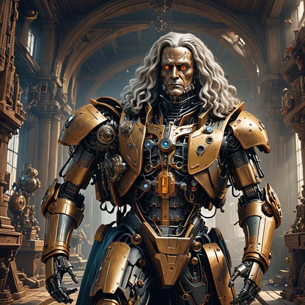 Android Robot Based on Isaac Newton: Detailed Matte Painting